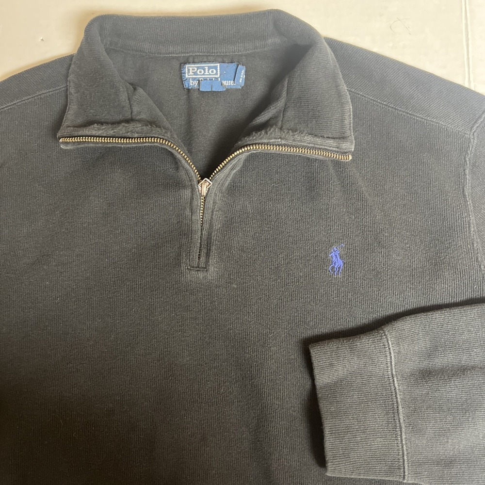 Men's XL Polo Ralph Lauren Estate Rib 1/4 Zip Pullover Sweater Black Preppy